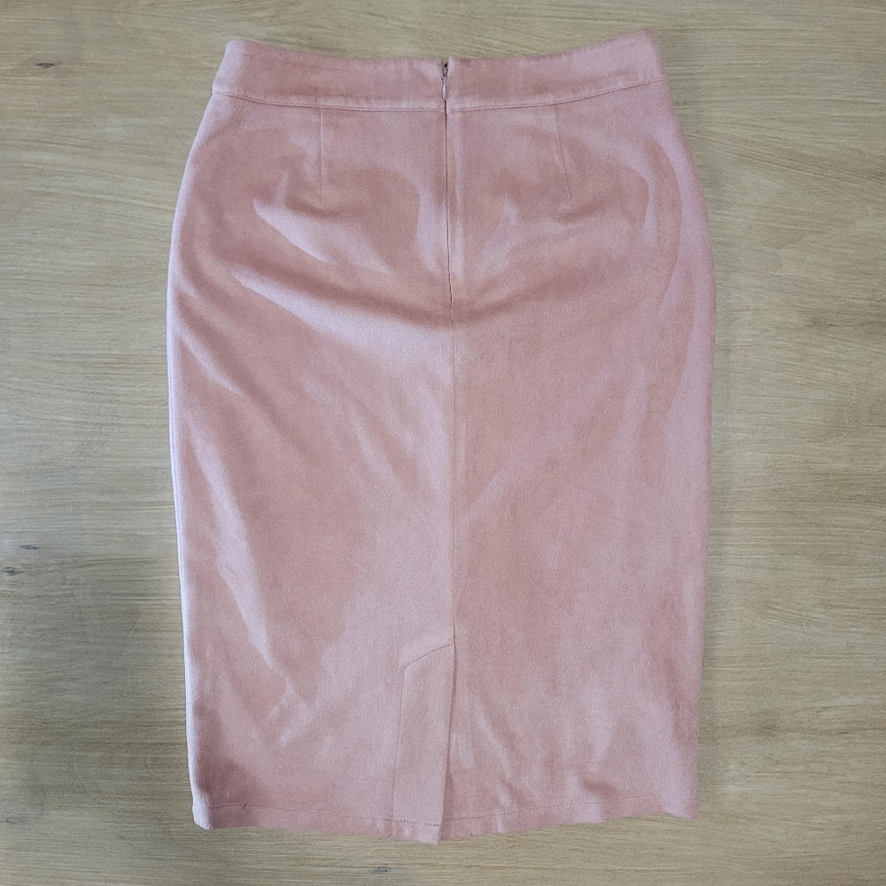 Lulus Superpower Blush Pink Faux Suede Straight Pencil Skirt Small - Picture 3 of 5